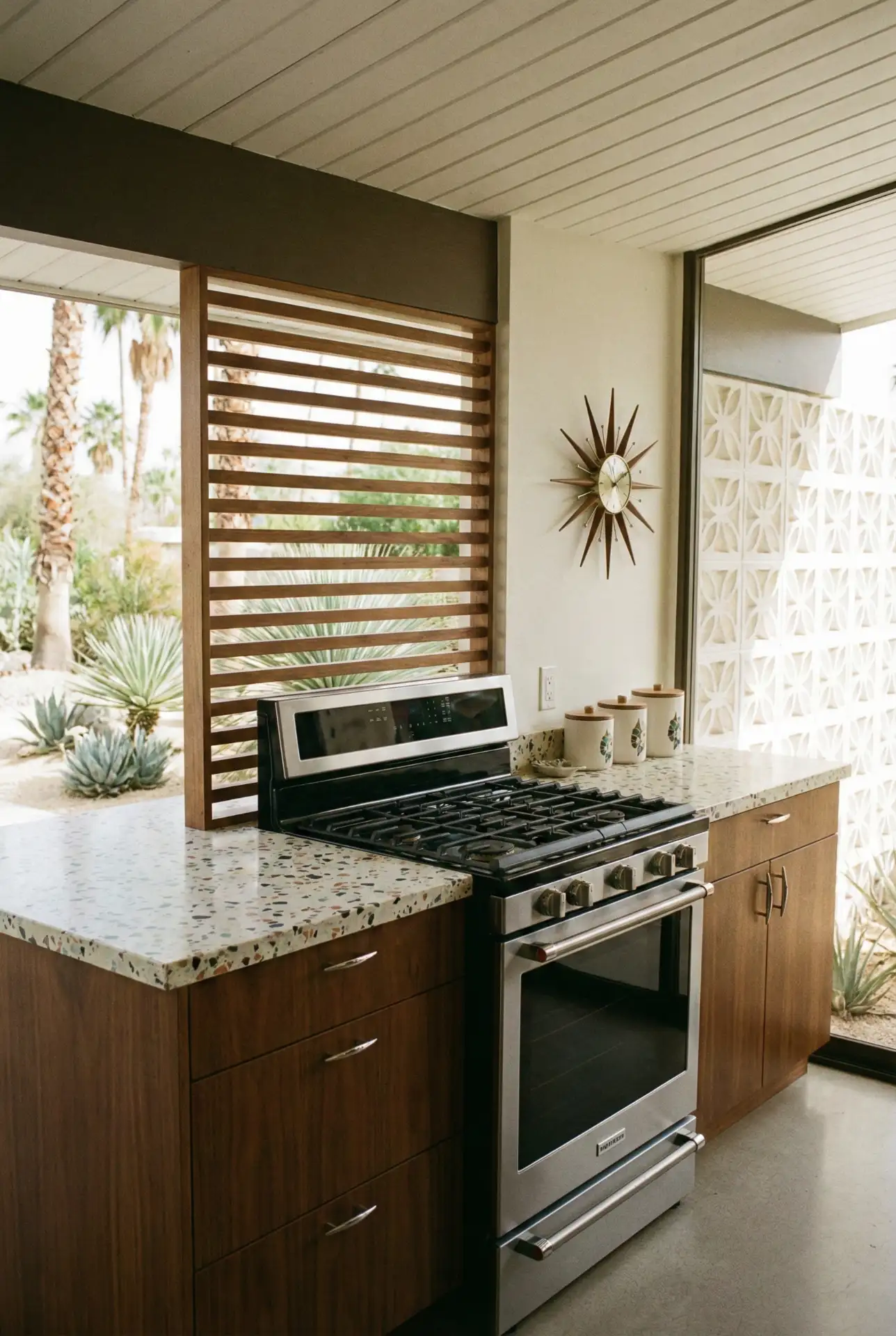 Mid-Century Modern Kitchen with Geometric Screens 2