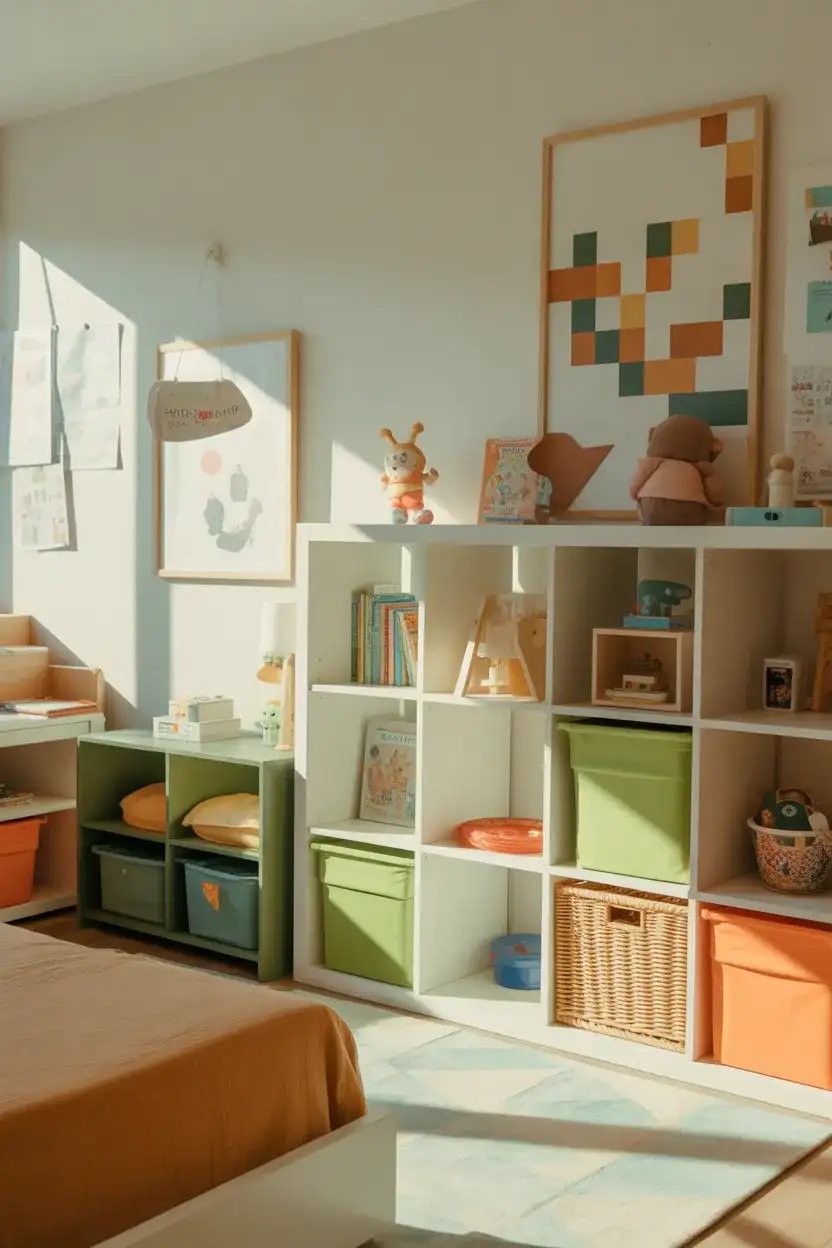 Minecraft-Themed Kids Room With Storage Cubes 1