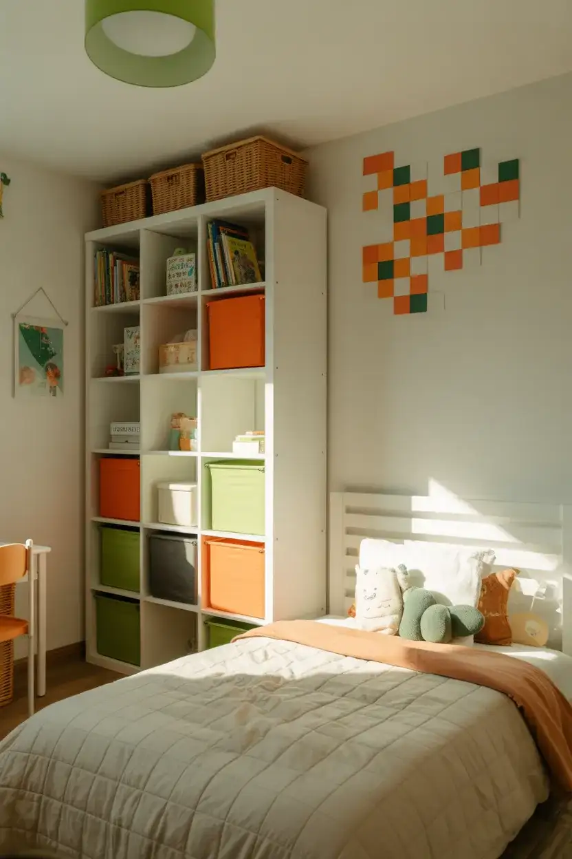 Minecraft-Themed Kids Room With Storage Cubes 2