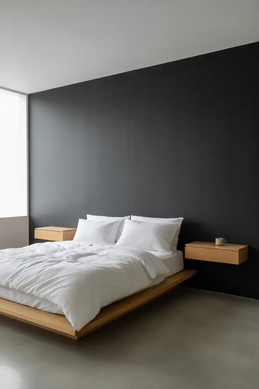 Minimalist Black Accent With Floating Nightstands 1