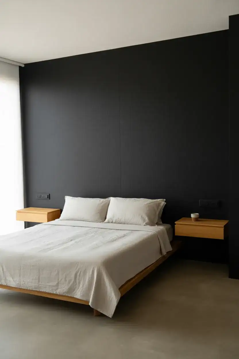 Minimalist Black Accent With Floating Nightstands 2