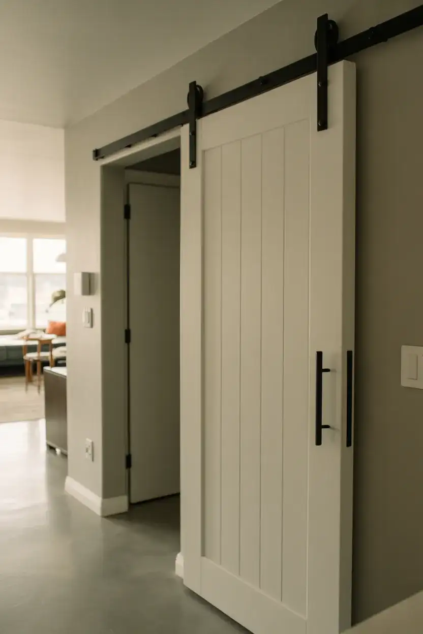 Modern Barn Door with Black Metal Hardware 1