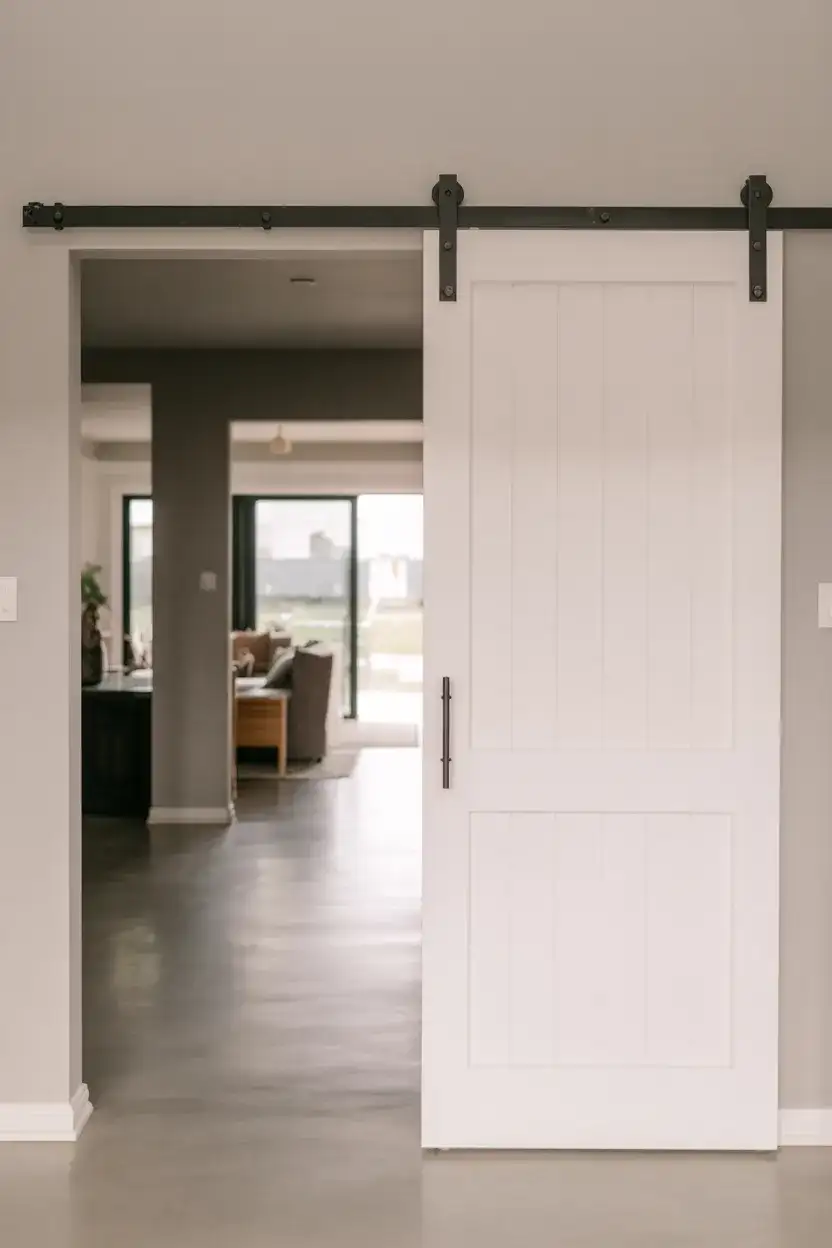 Modern Barn Door with Black Metal Hardware 2