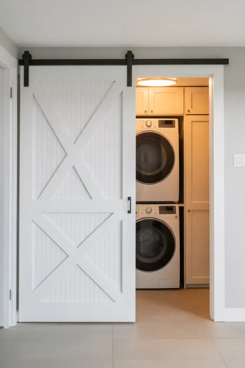 Modern Bifold Barn Door for a Laundry Room Makeover 2