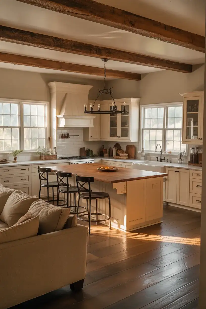 Modern Farmhouse Open Kitchen and Family Room 1