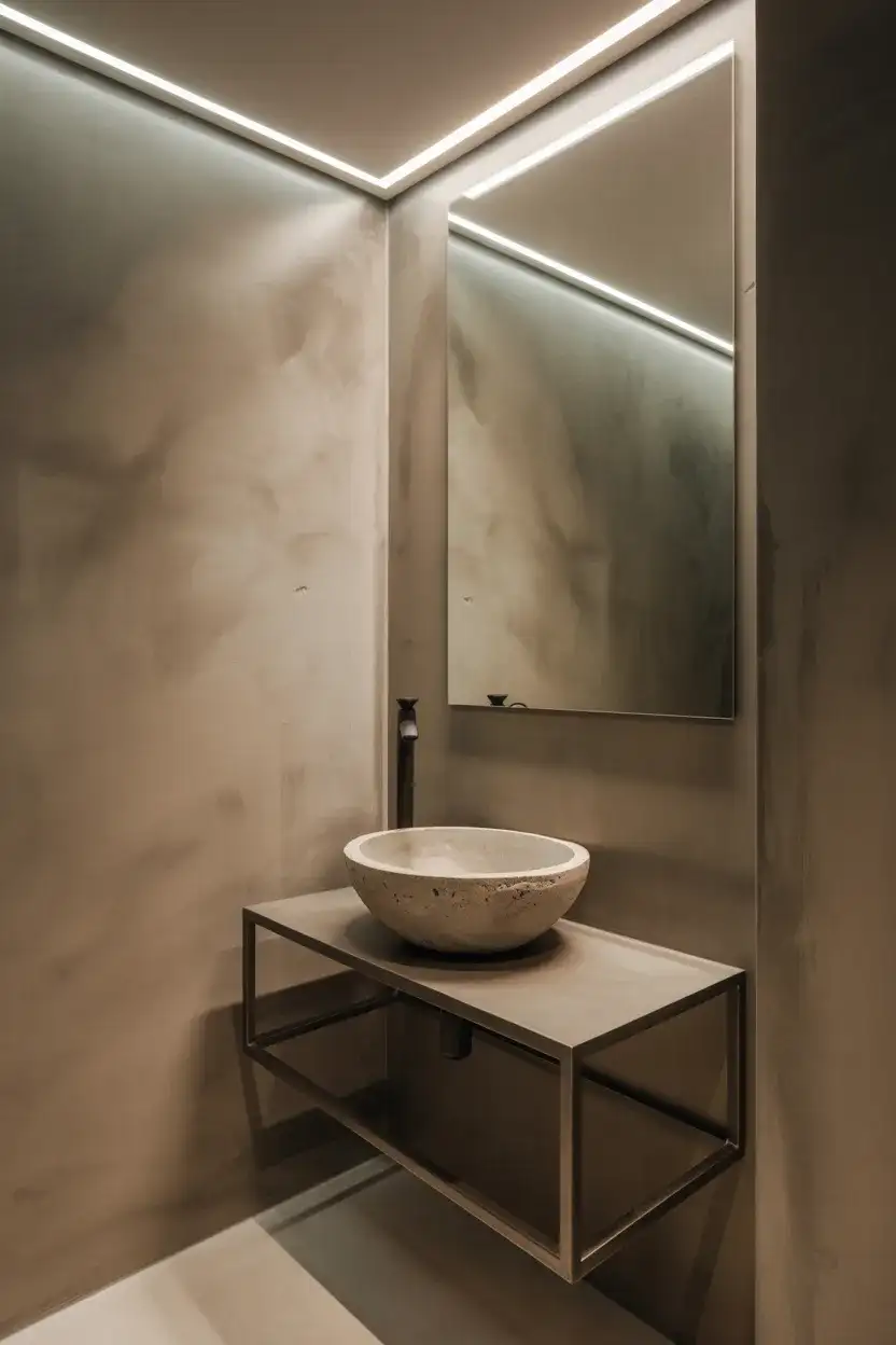 Modern Half Bath With Concrete and Steel 2