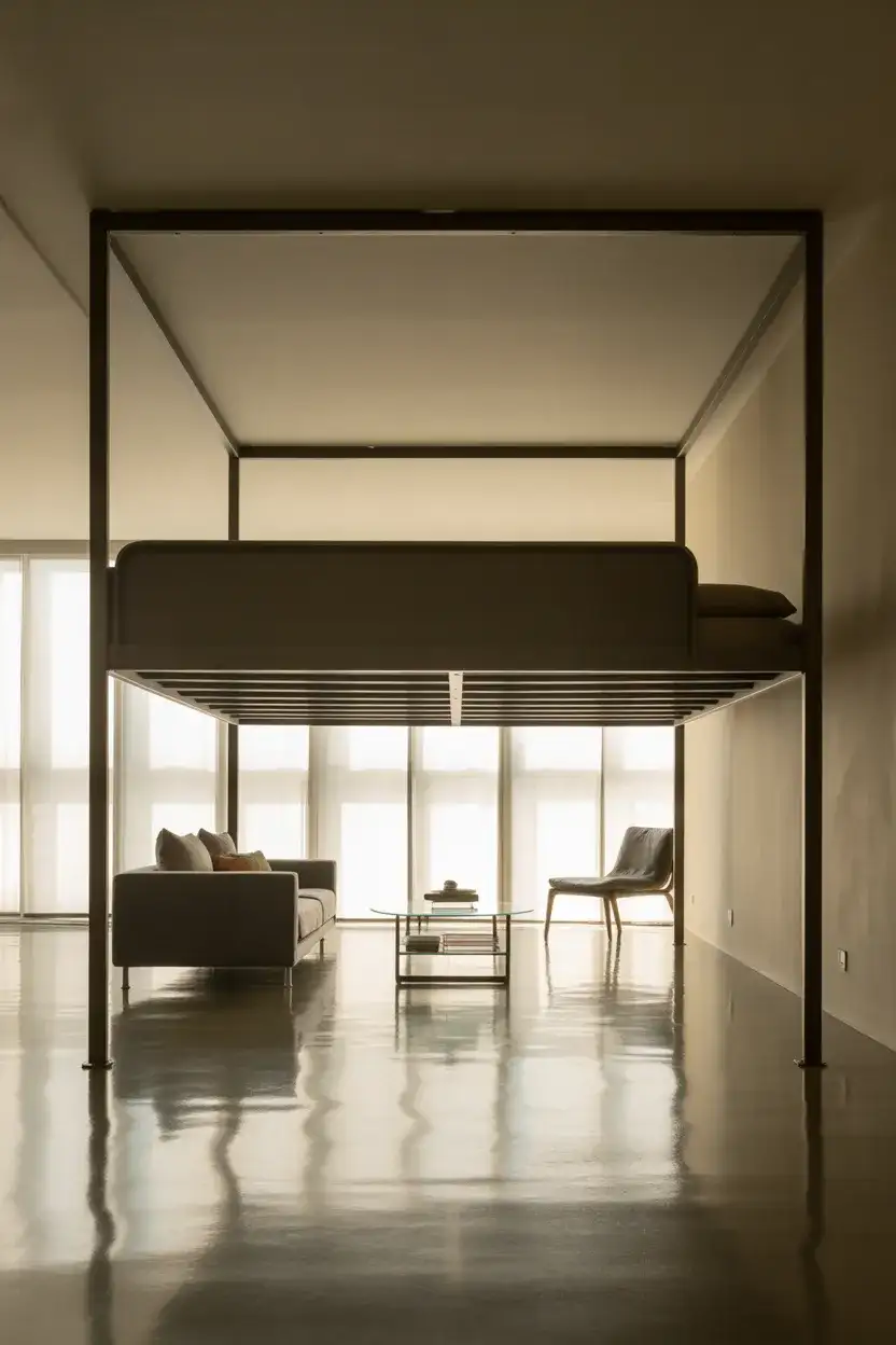 Modern Loft Bed in a Studio Apartment 2