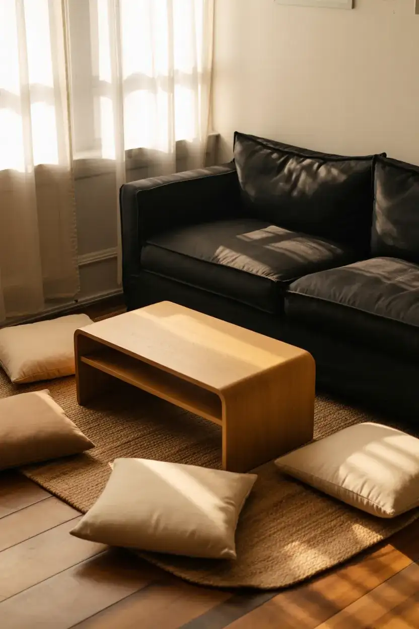 Modular Seating Around a Black Couch 1