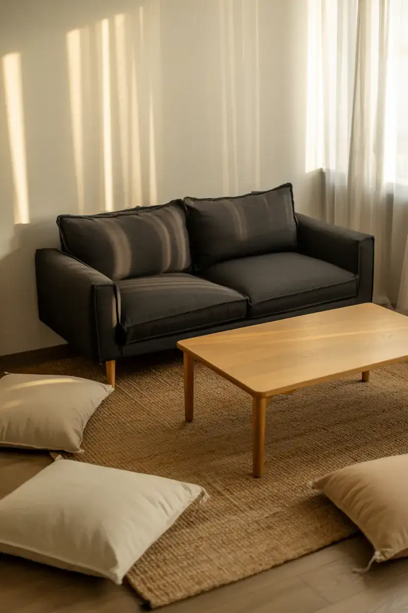 Modular Seating Around a Black Couch 2