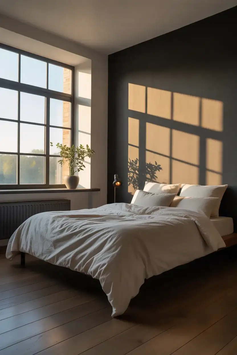 Moody Black Wall With Soft Window Light 2