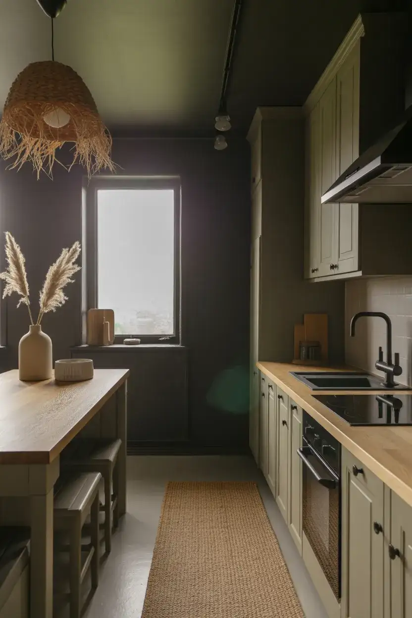Moody Coastal Kitchen with Dark Walls 2