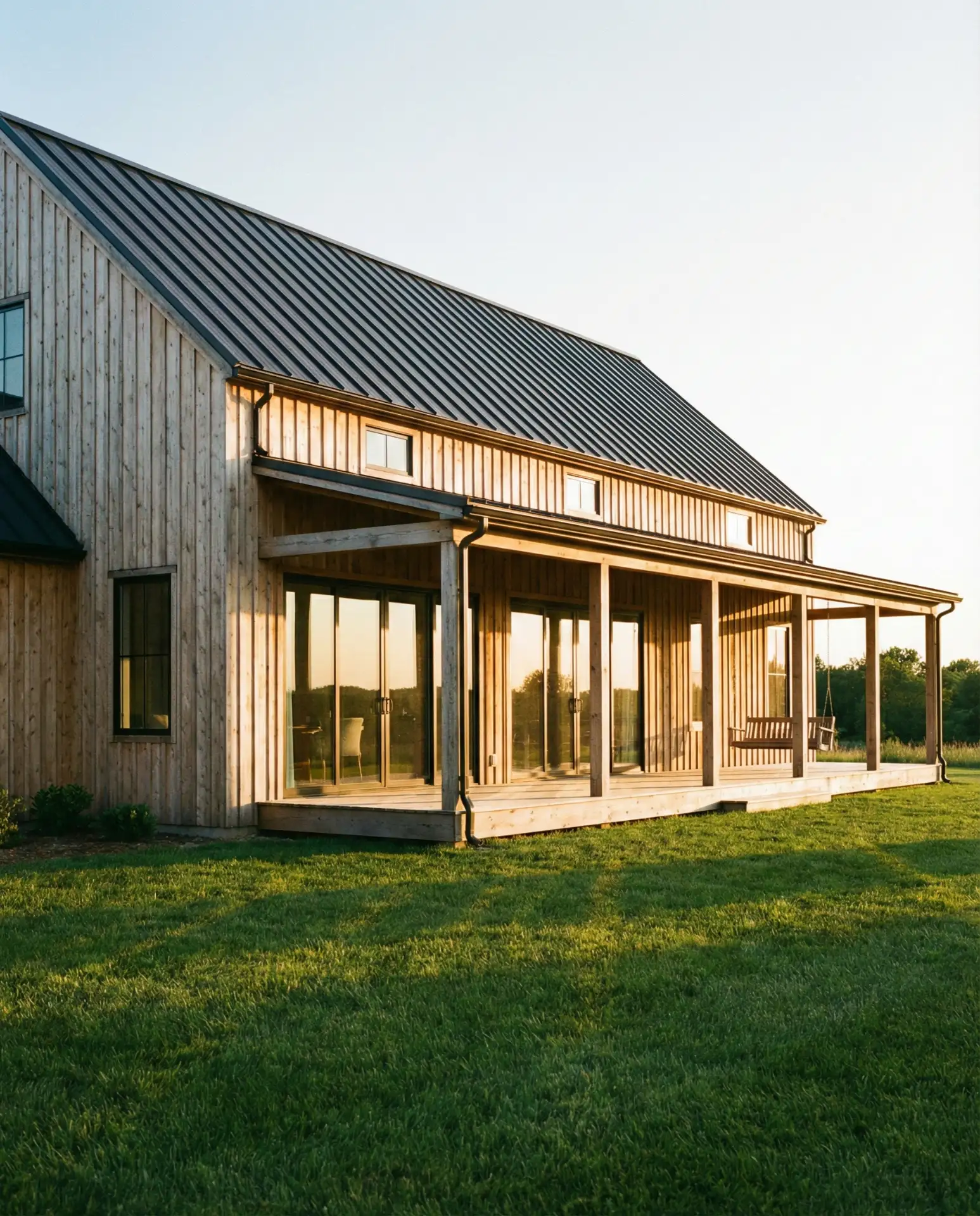 Natural Wood Siding with Metal and Glass 1