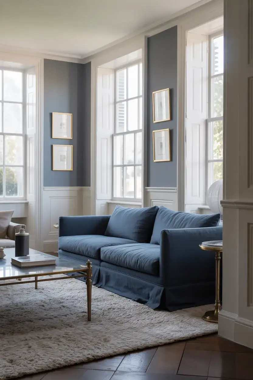 Navy Blue and Grey Sophisticated Living Room 2