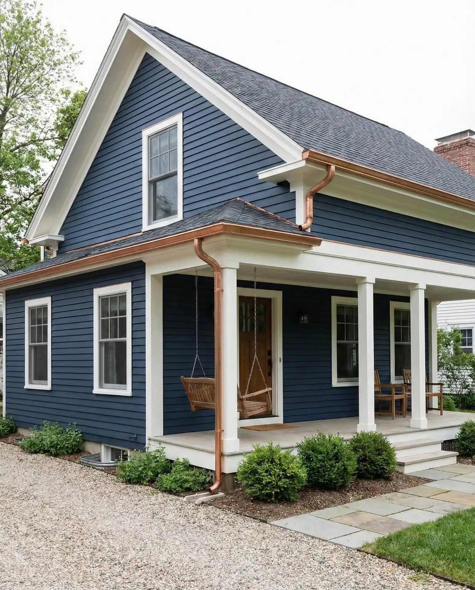 Navy Blue with White Trim and Copper Details 2