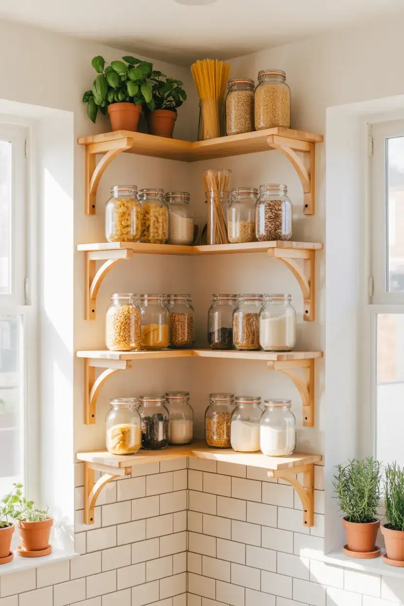 Open Corner Shelving for Everyday Essentials 2