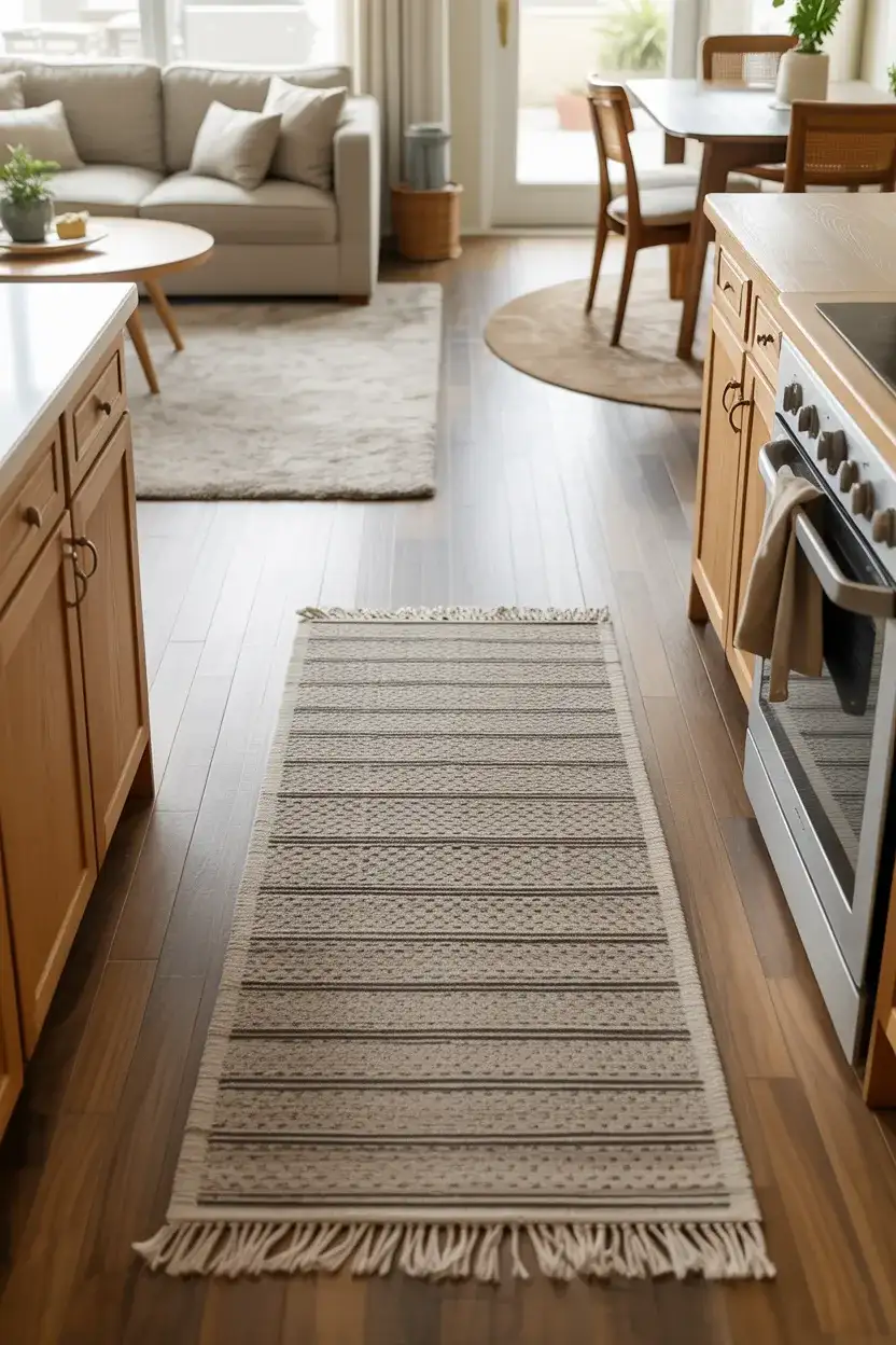 Open Kitchen Living Room With Defined Zones Using Rugs 1