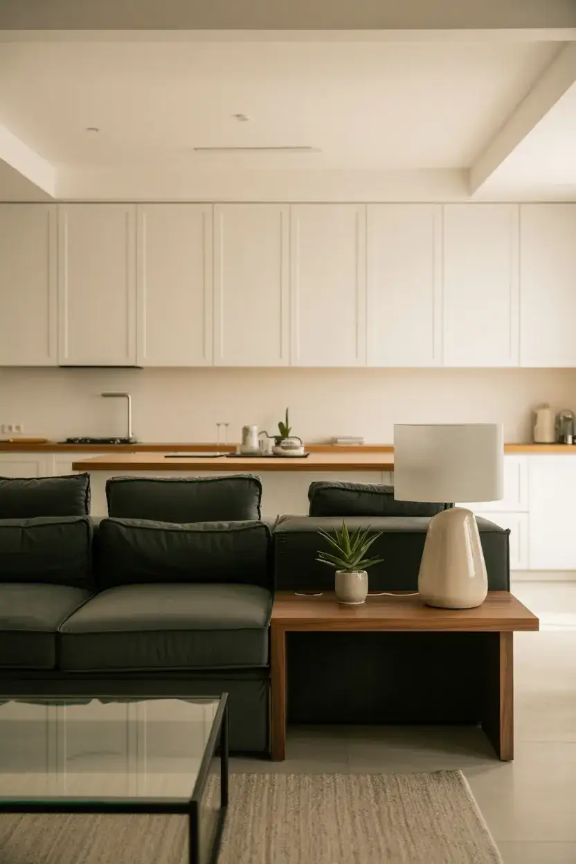 Open Kitchen Living Room With a Couch as a Divider 1