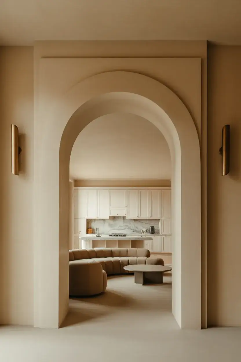 Open Kitchen With Arched Cased Openings 2