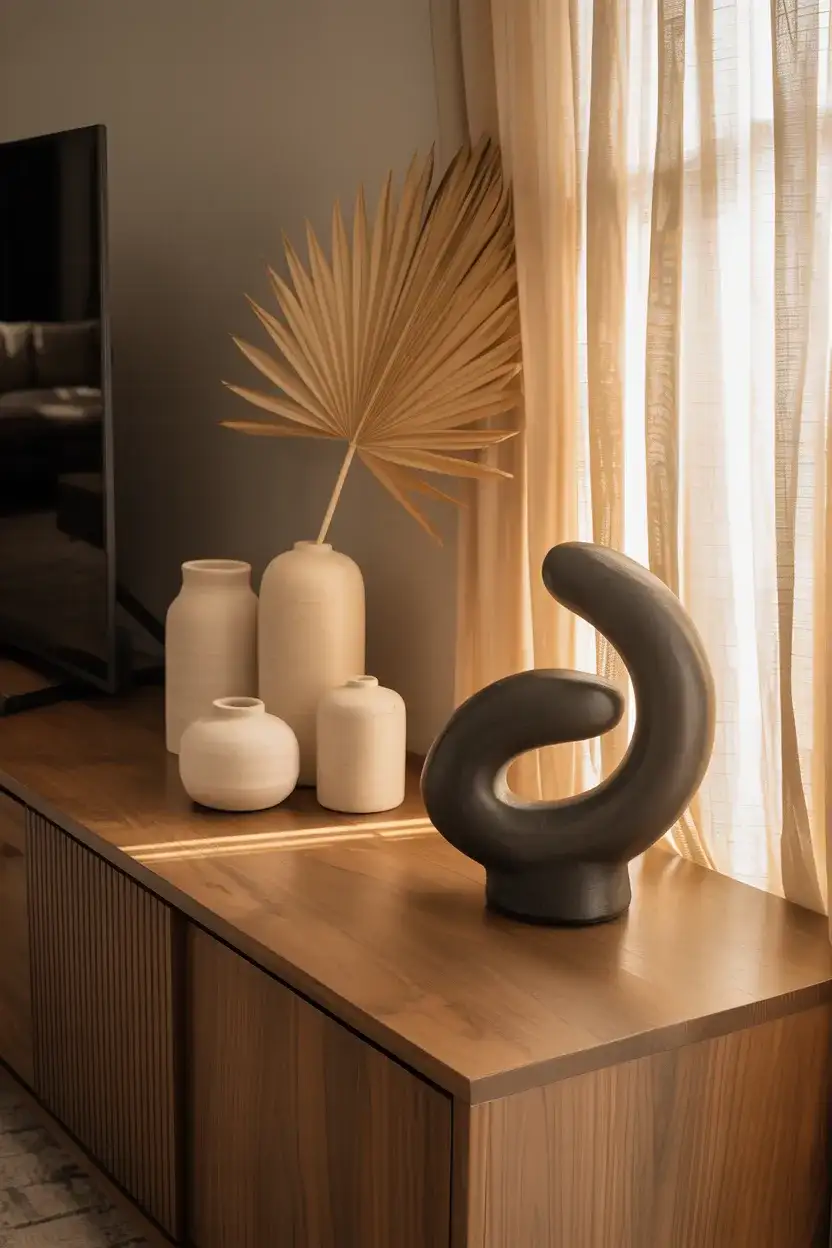 Organic Modern Console With Warm Wood Tones 2