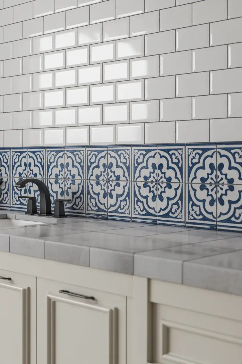 Patterned Cement Tile Feature Strip 1