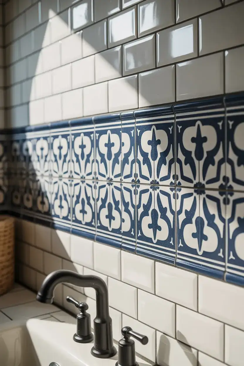 Patterned Cement Tile Feature Strip 2