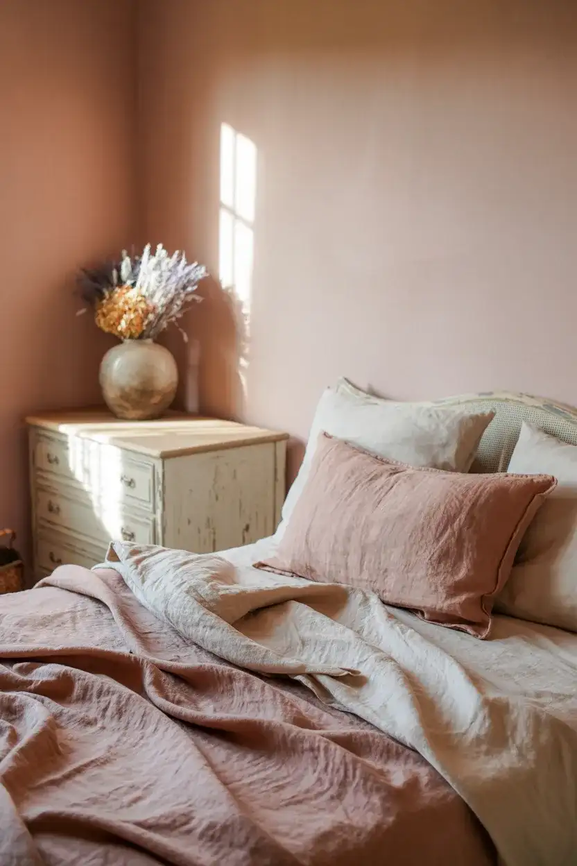 Pink Blush and Rustic Wood Feminine Bedroom 2