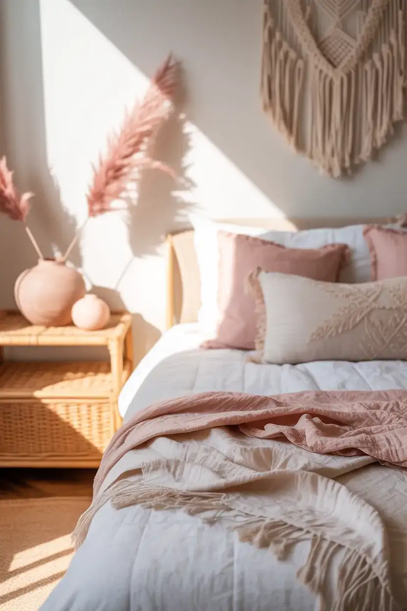 Pink Boho Small Bedroom for a Dreamy Look 2