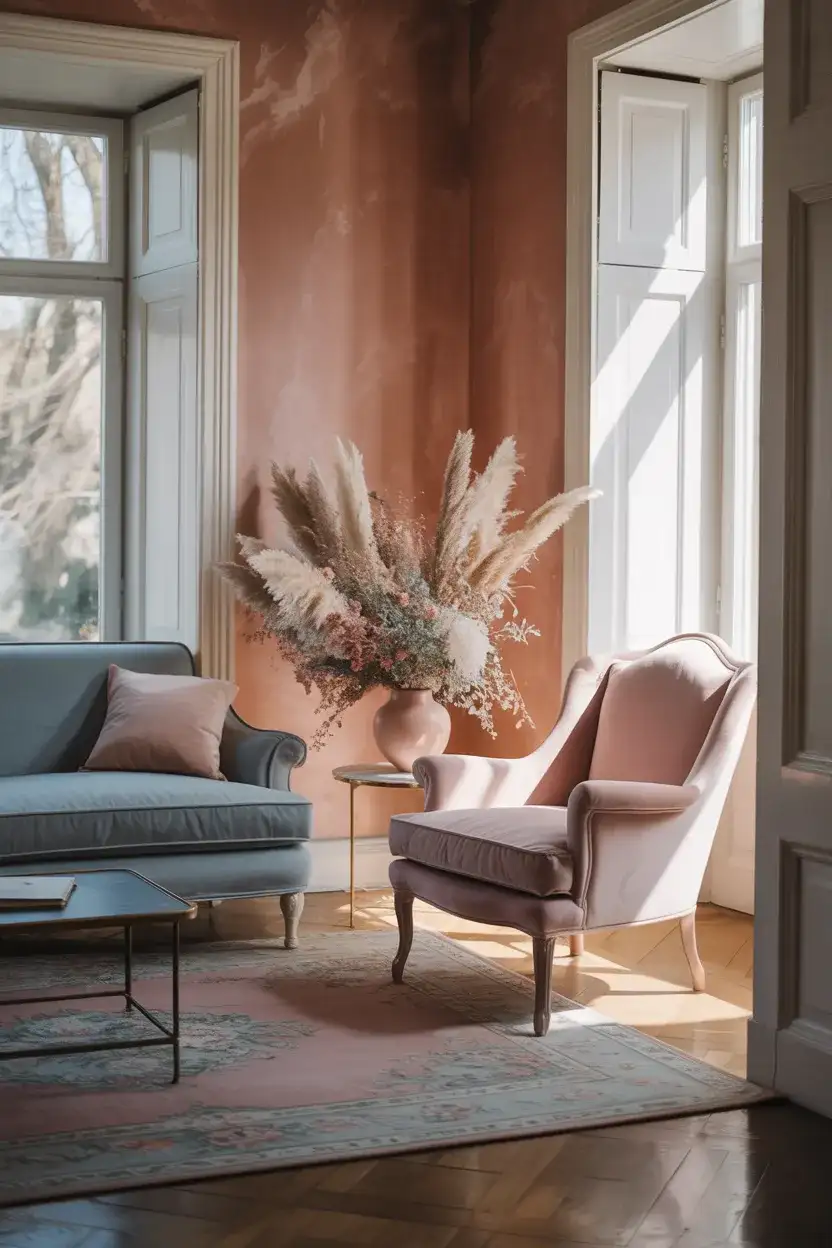 Pink and Blue Romantic Living Room 2