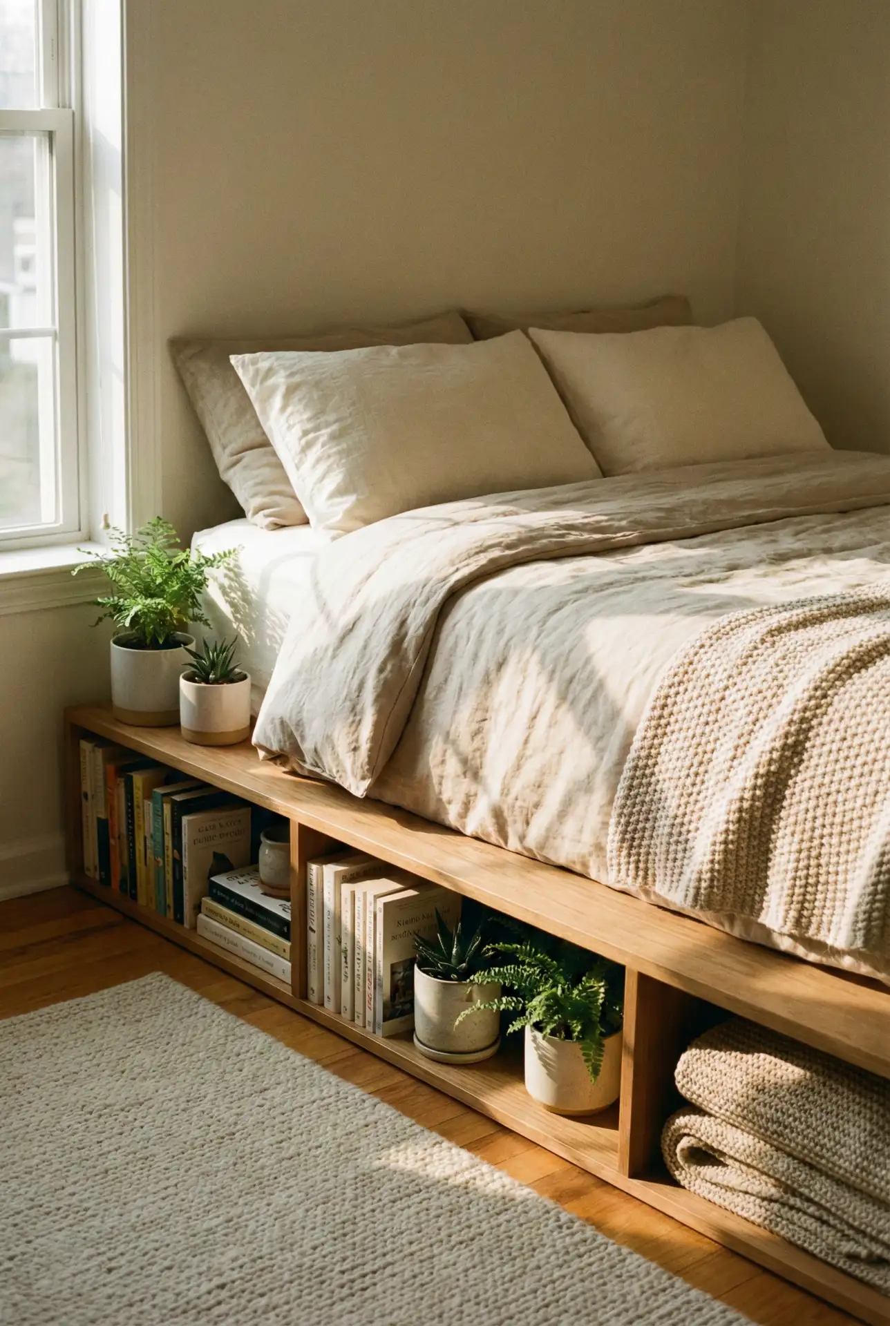 Platform Bed with Built-In Storage Cubbies 2