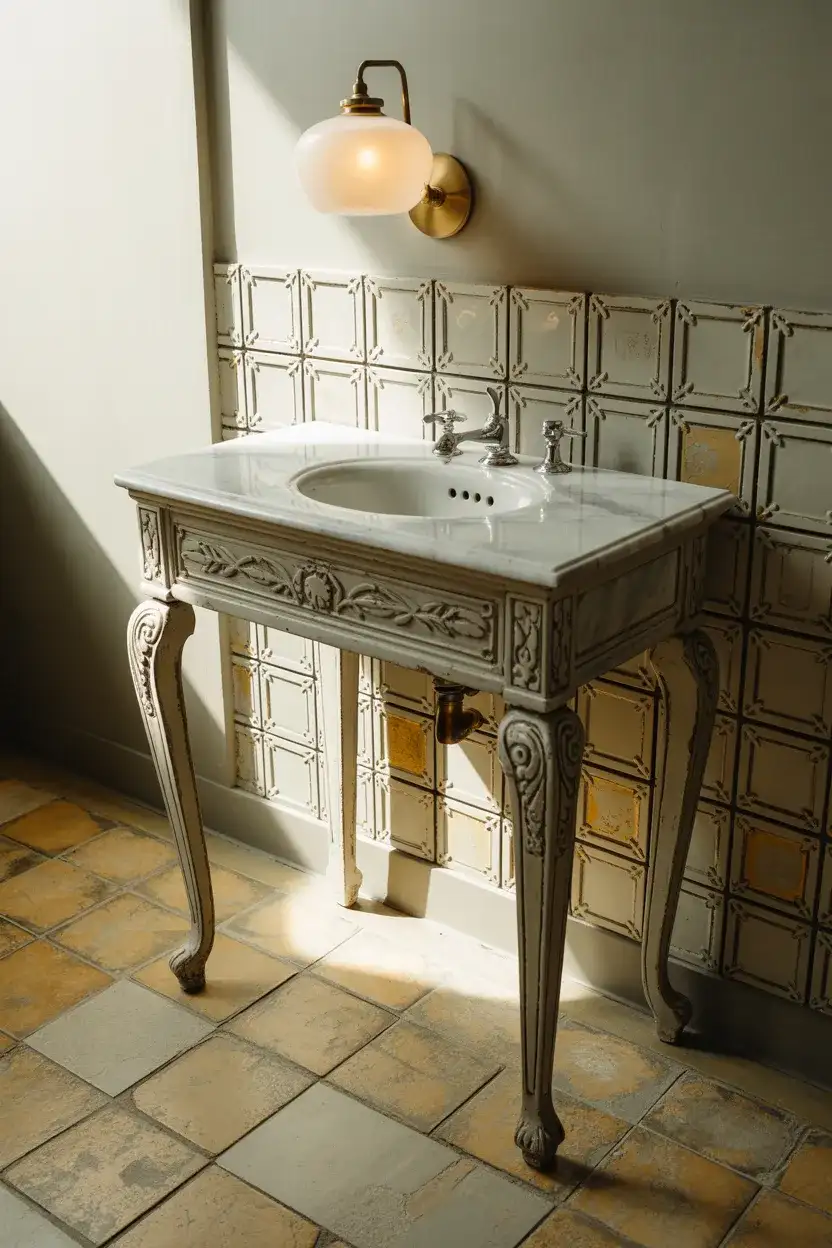 Playful Powder Room With Vintage Finds 2