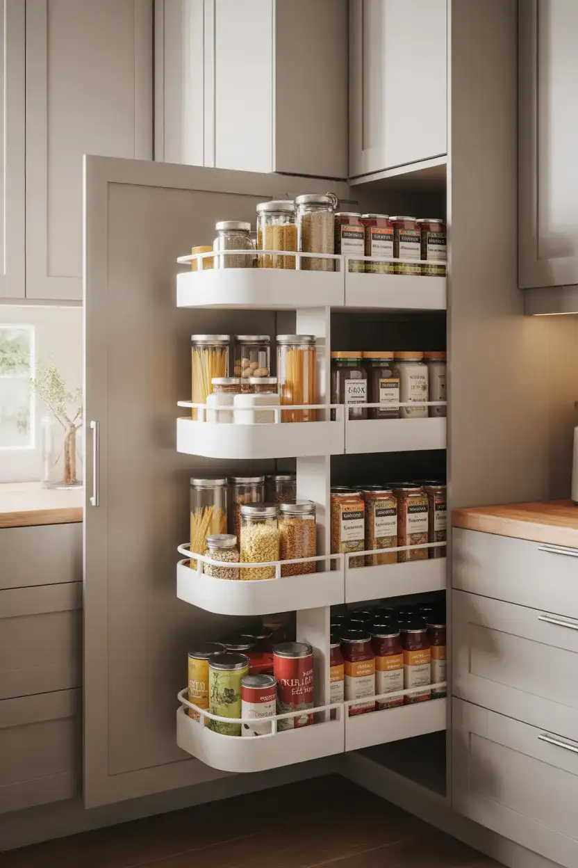 Pull-Out Corner Pantry with Rotating Shelves 2