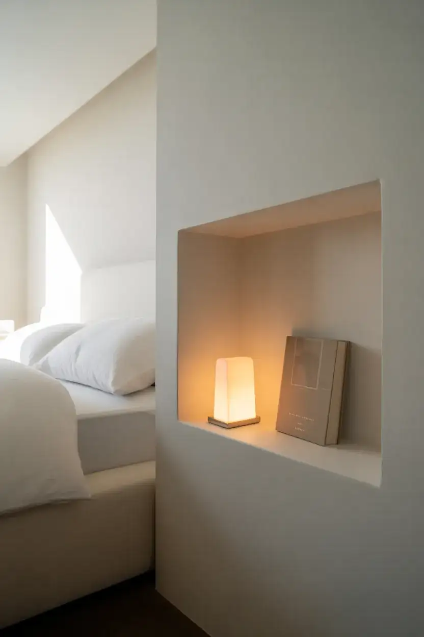 Recessed Wall Niches for Nightstand Storage 1