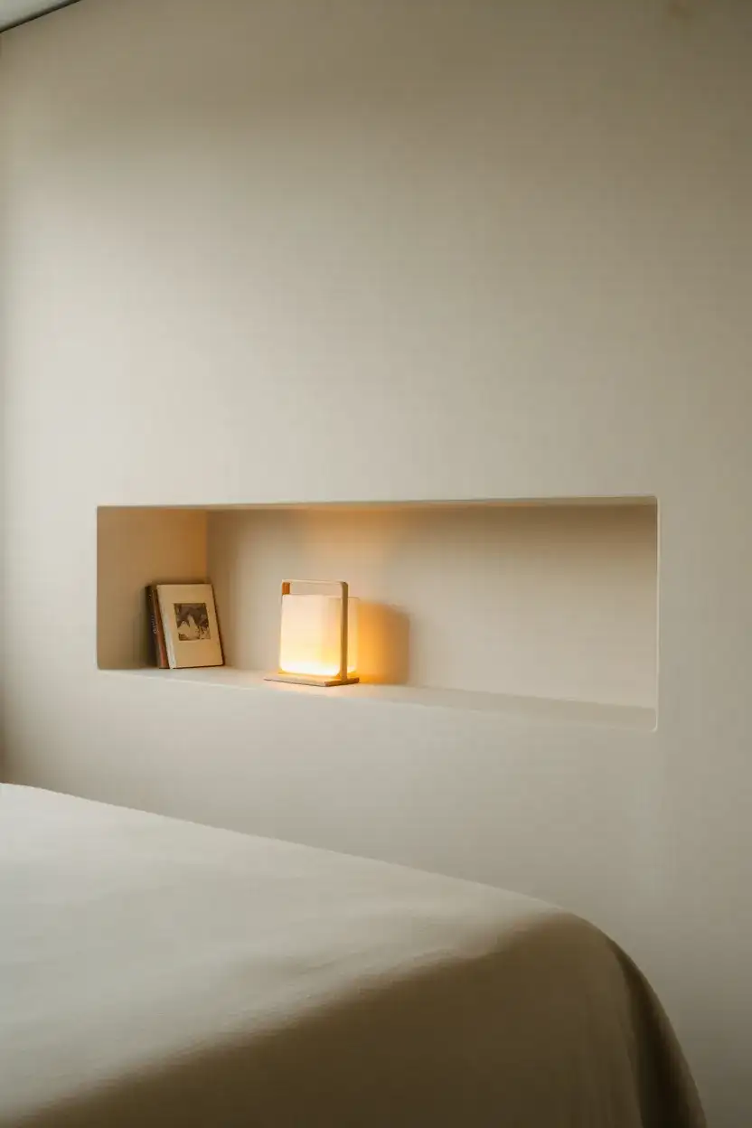 Recessed Wall Niches for Nightstand Storage 2