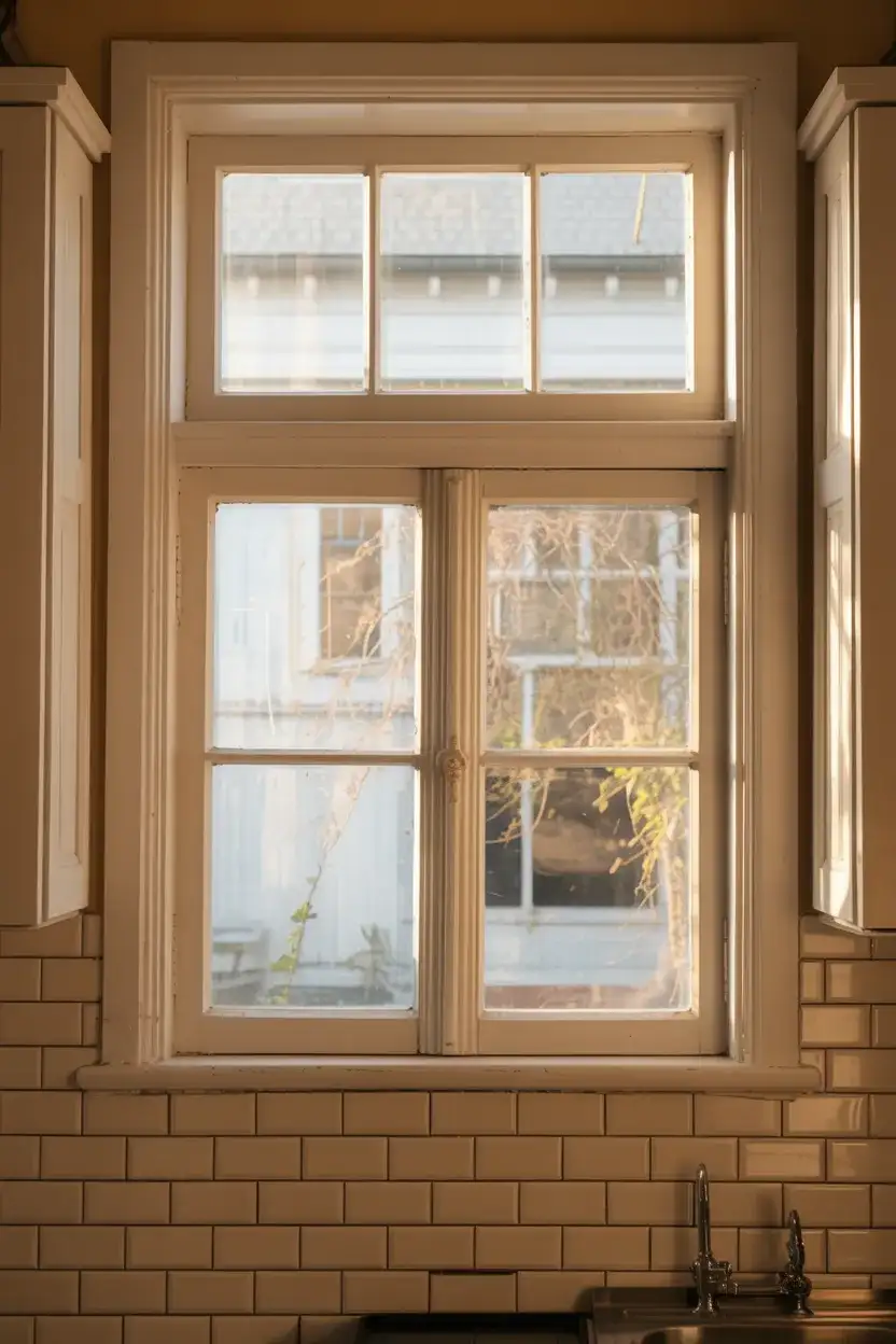 Reclaimed Transom Window Above Main Window 2