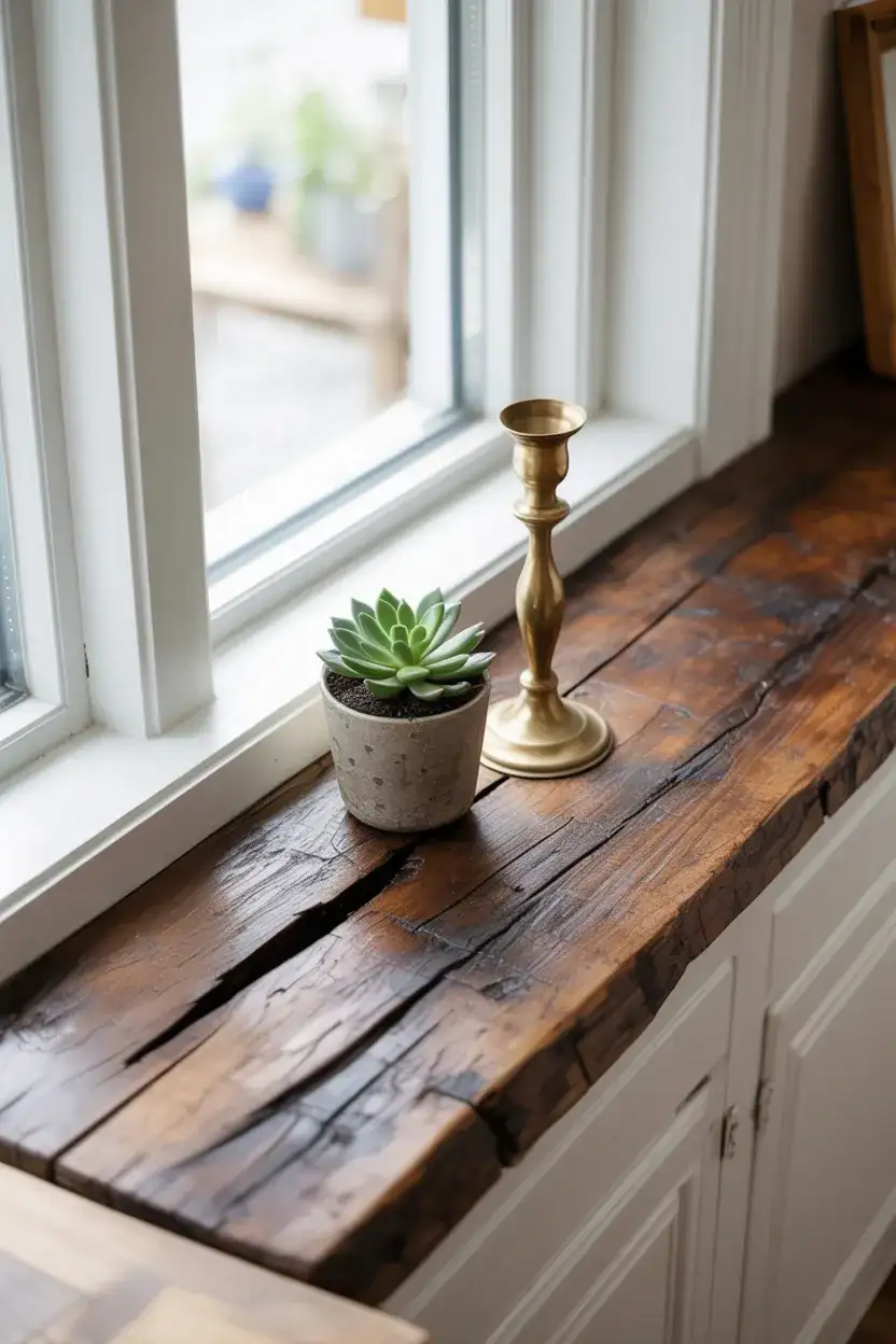 Reclaimed Wood Window Sill Extension 1