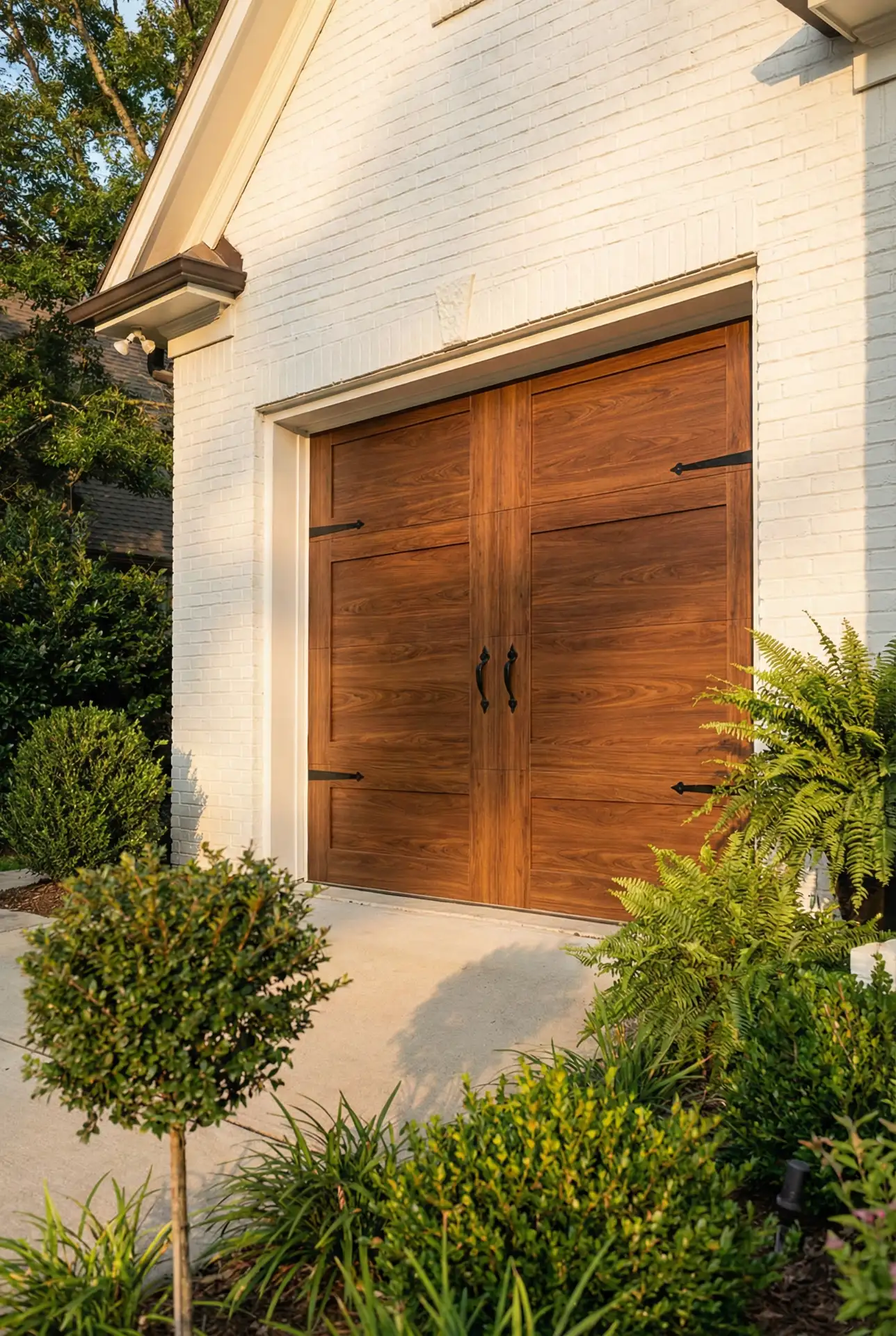 Rich Brown Garage Doors with Natural Wood Grain 1