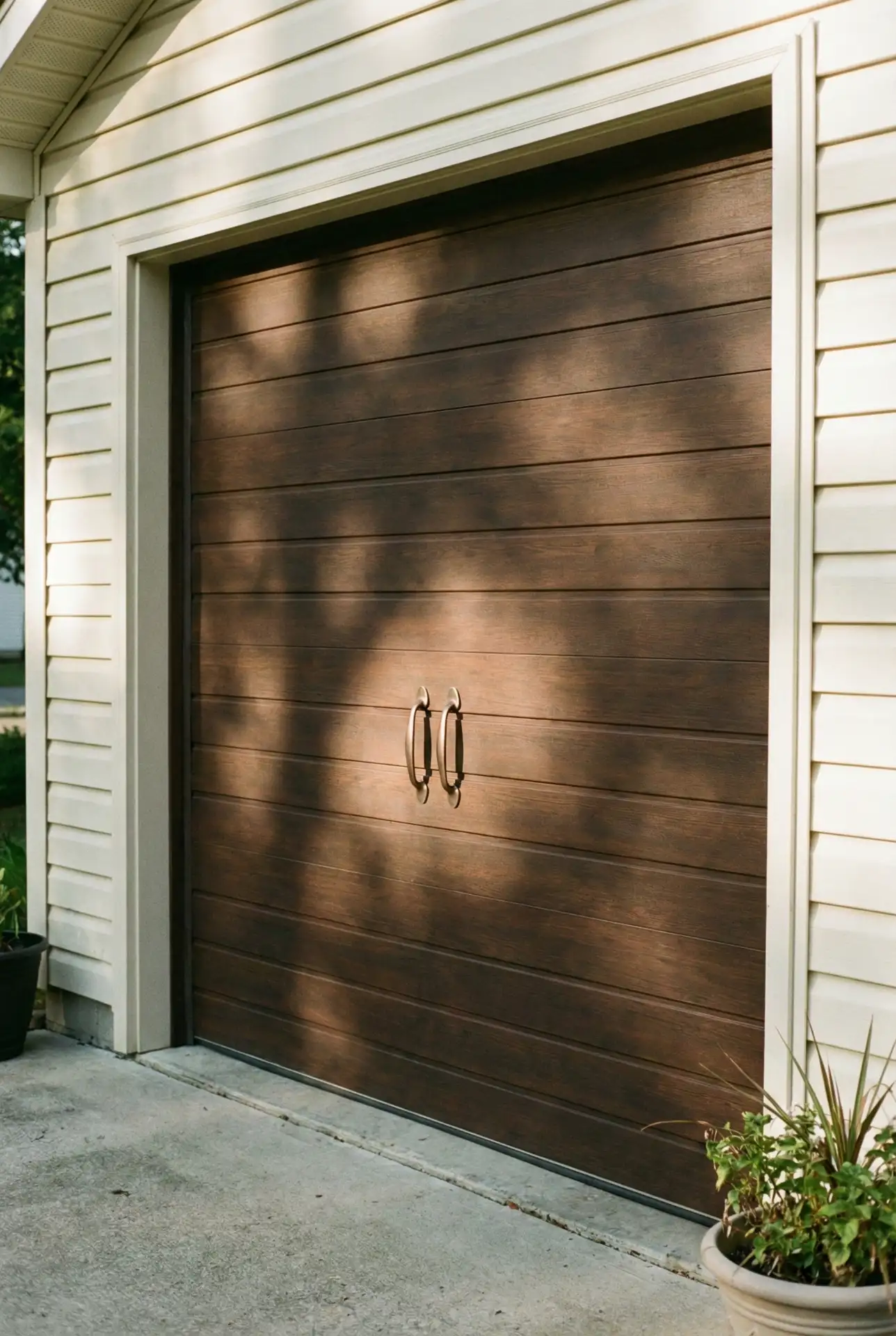 Rich Brown Garage Doors with Natural Wood Grain 2