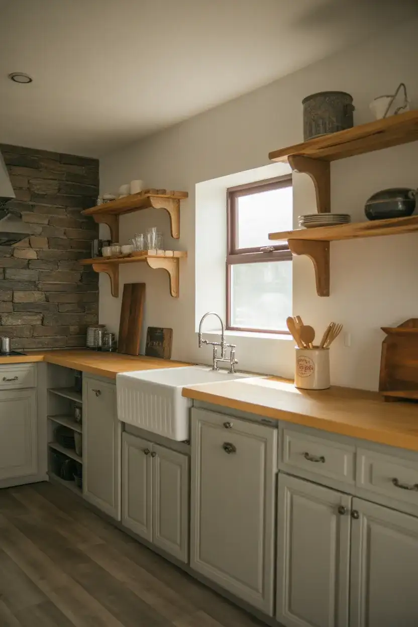 Rustic Driftwood and Stone Kitchen 2