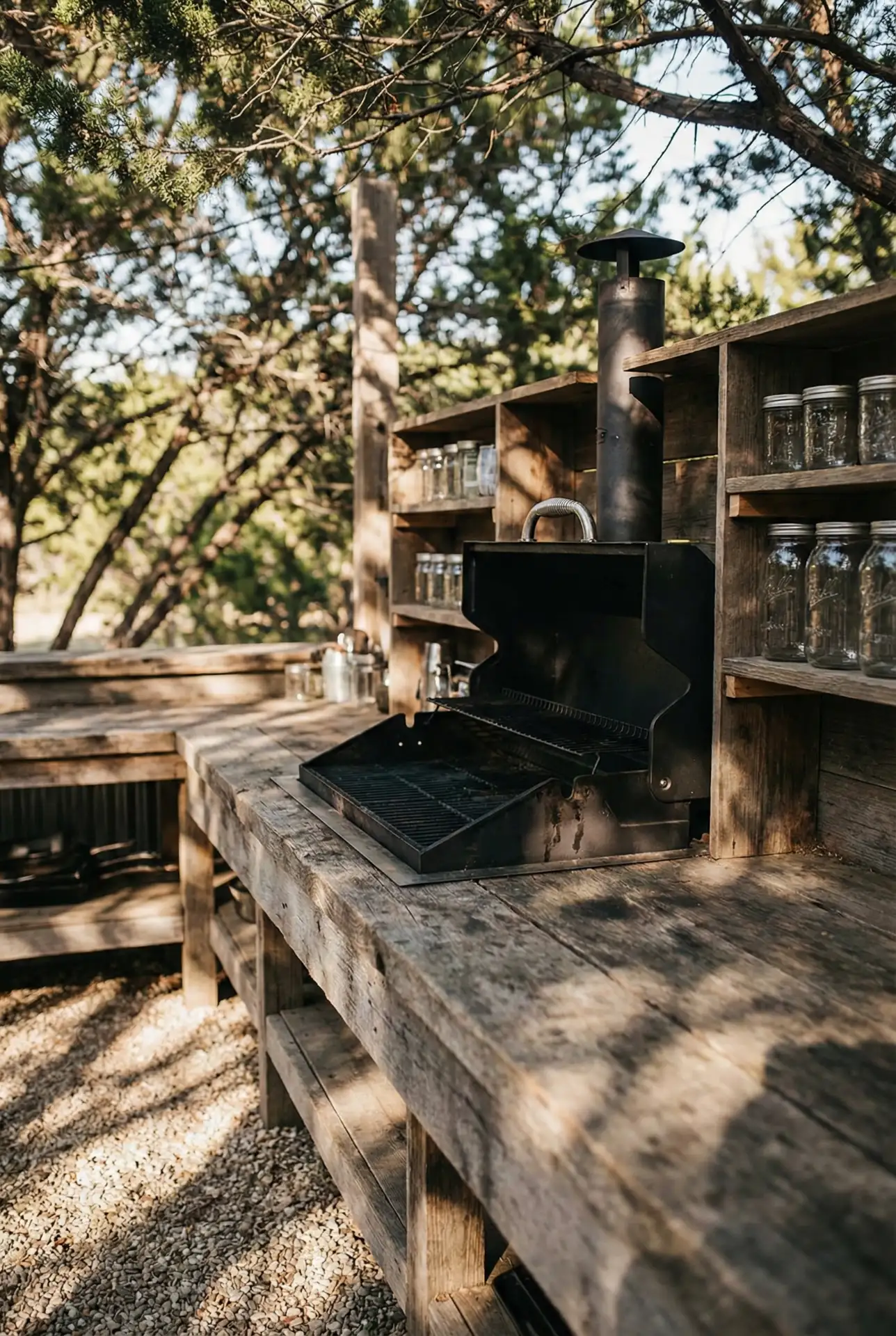 Rustic Grill Station with Reclaimed Wood Accents 1