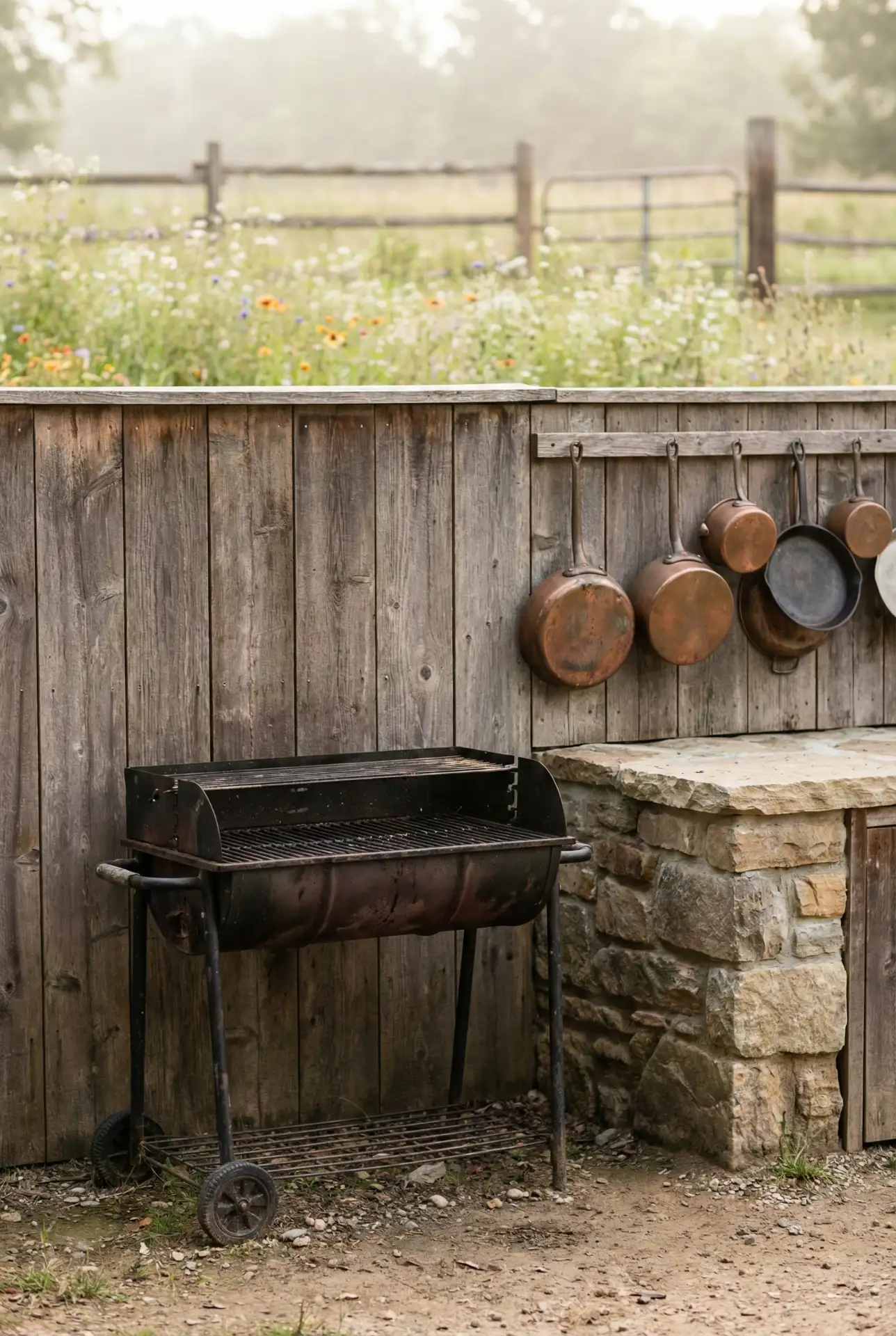 Rustic Grill Station with Reclaimed Wood Accents 2