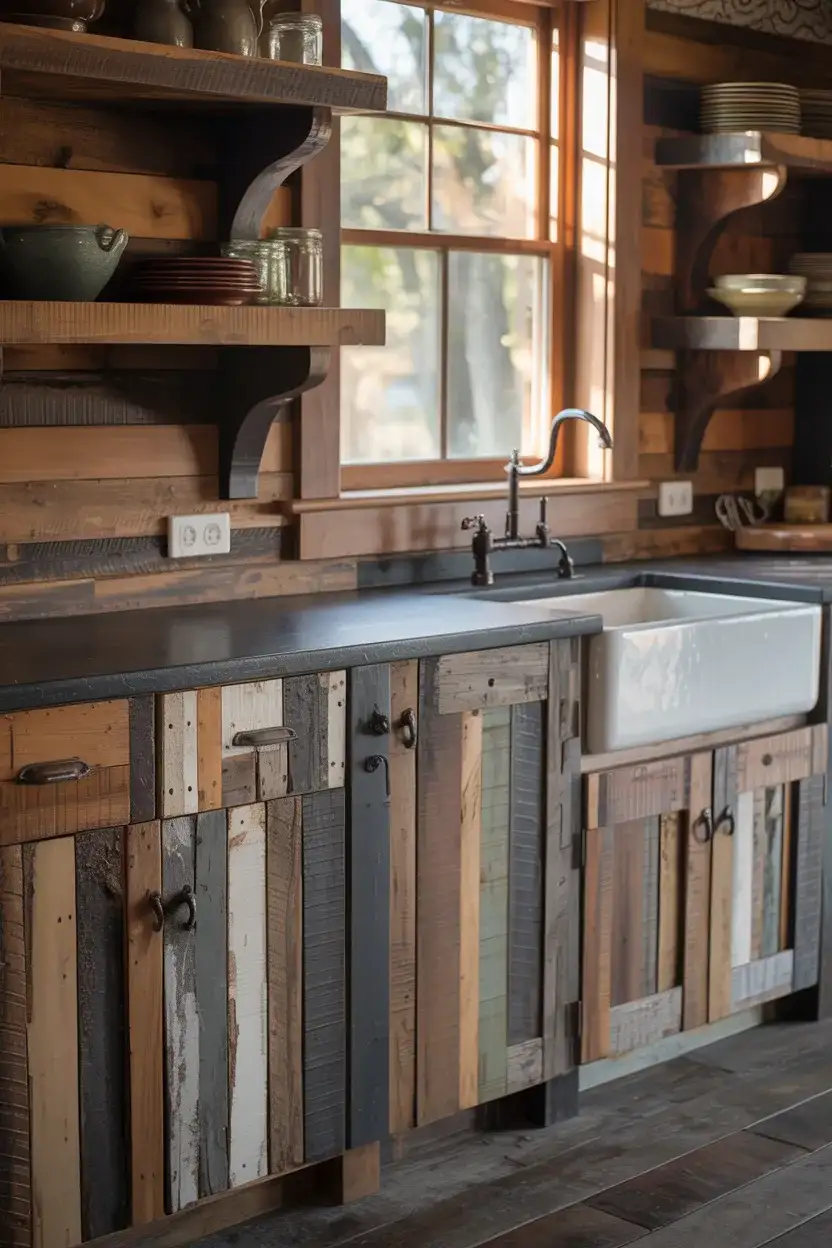 Rustic Reclaimed Wood Cabinets 1