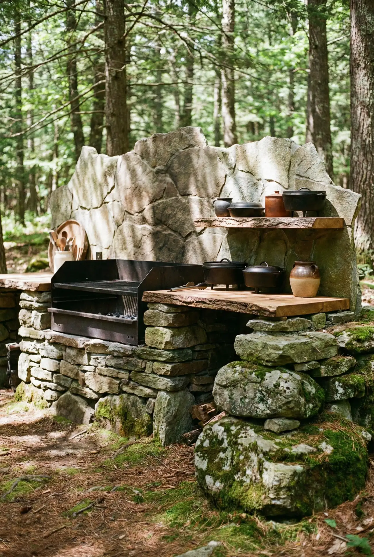 Rustic Stone Kitchen with Natural Rock Features 2