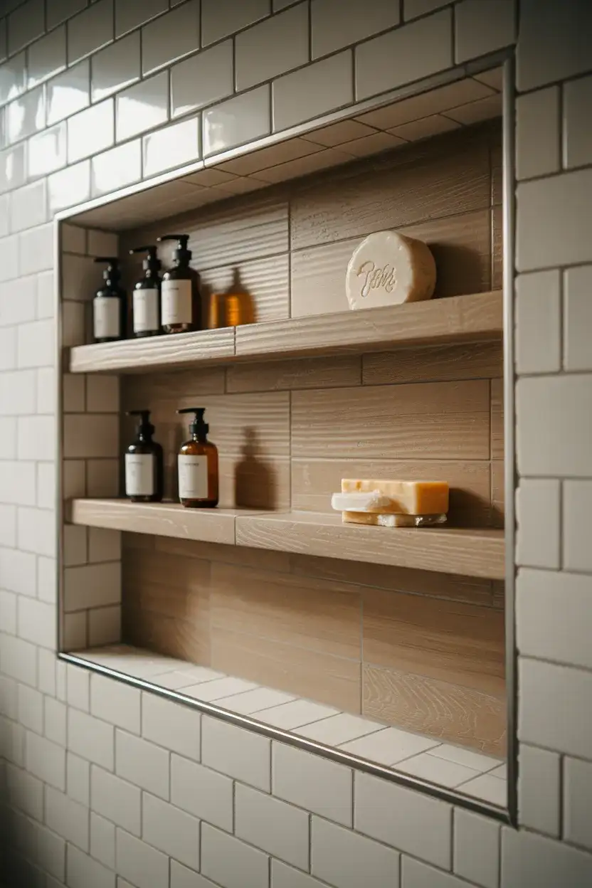 Rustic Wood-Look Shelf Niche 1