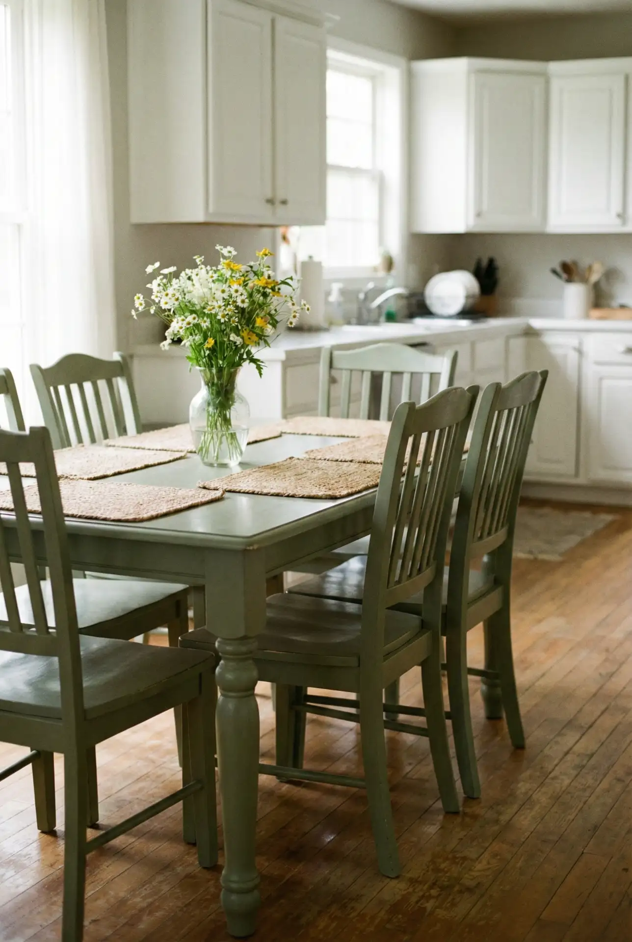 Sage Green Painted Kitchen Table and Chairs 2