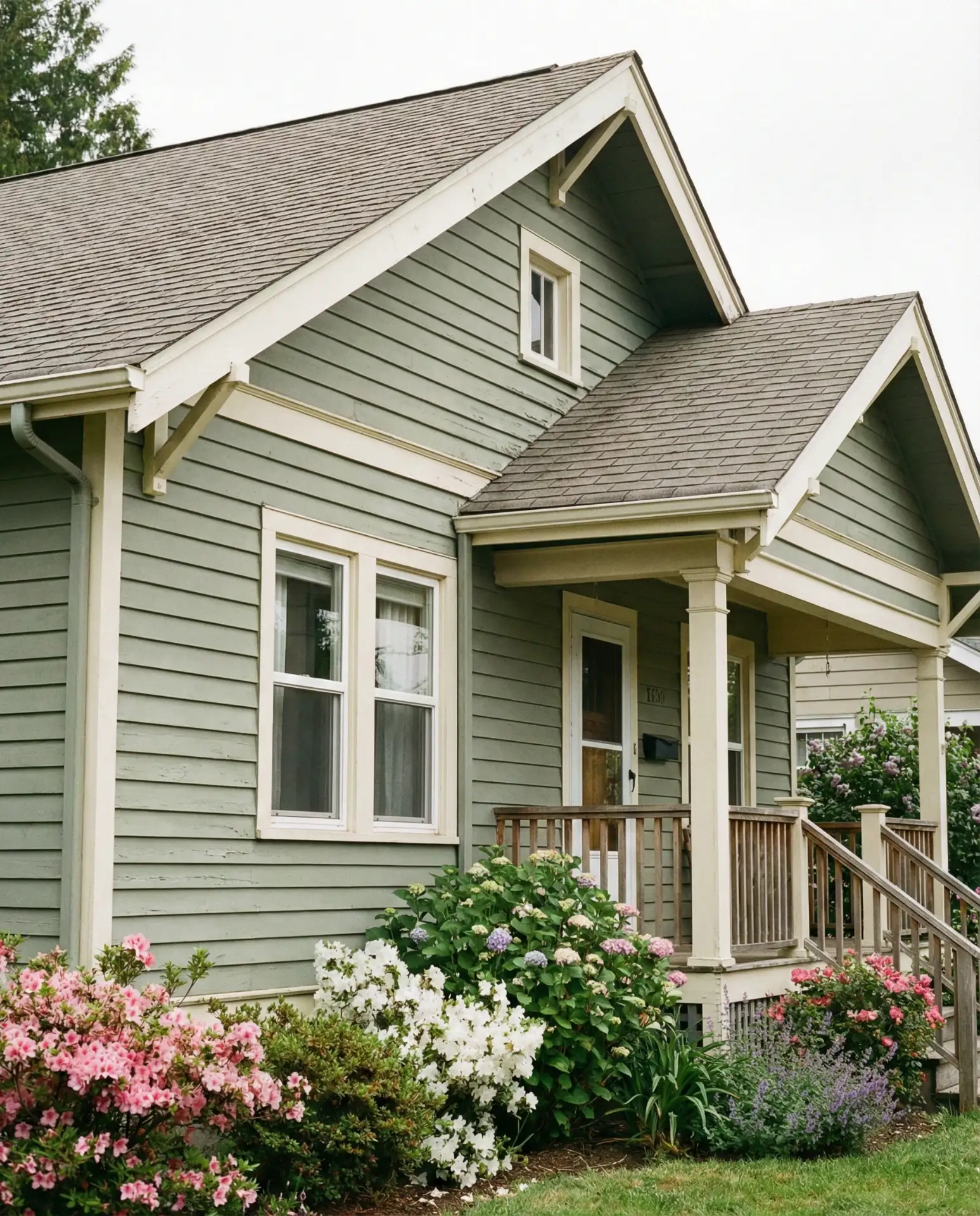 Sage Green Siding with Cream Trim 1