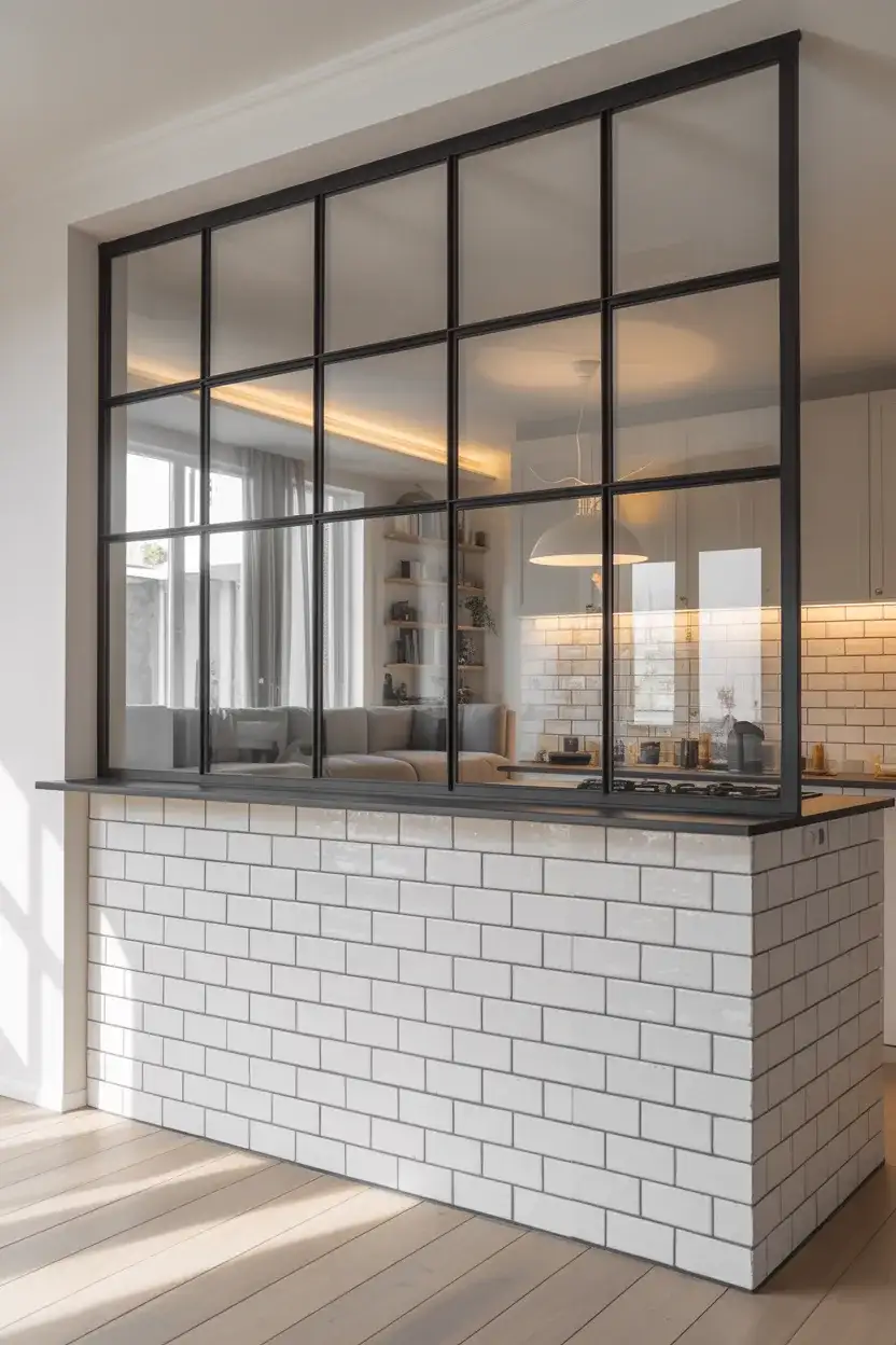 Semi-Open Kitchen With Glass Partition 1