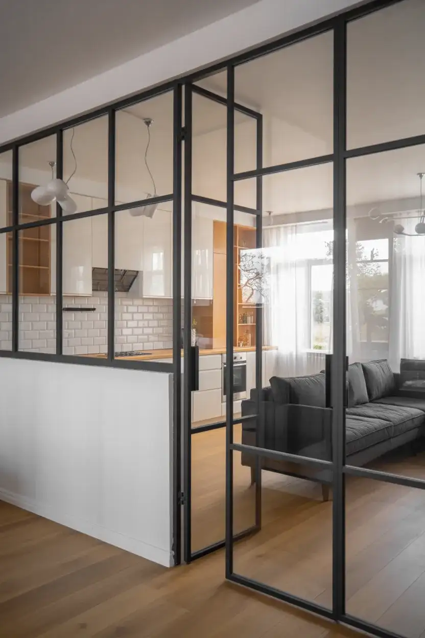 Semi-Open Kitchen With Glass Partition 2