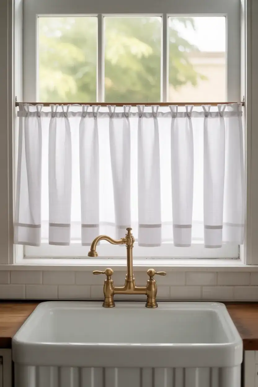 Sheer White Cafe Curtains 1