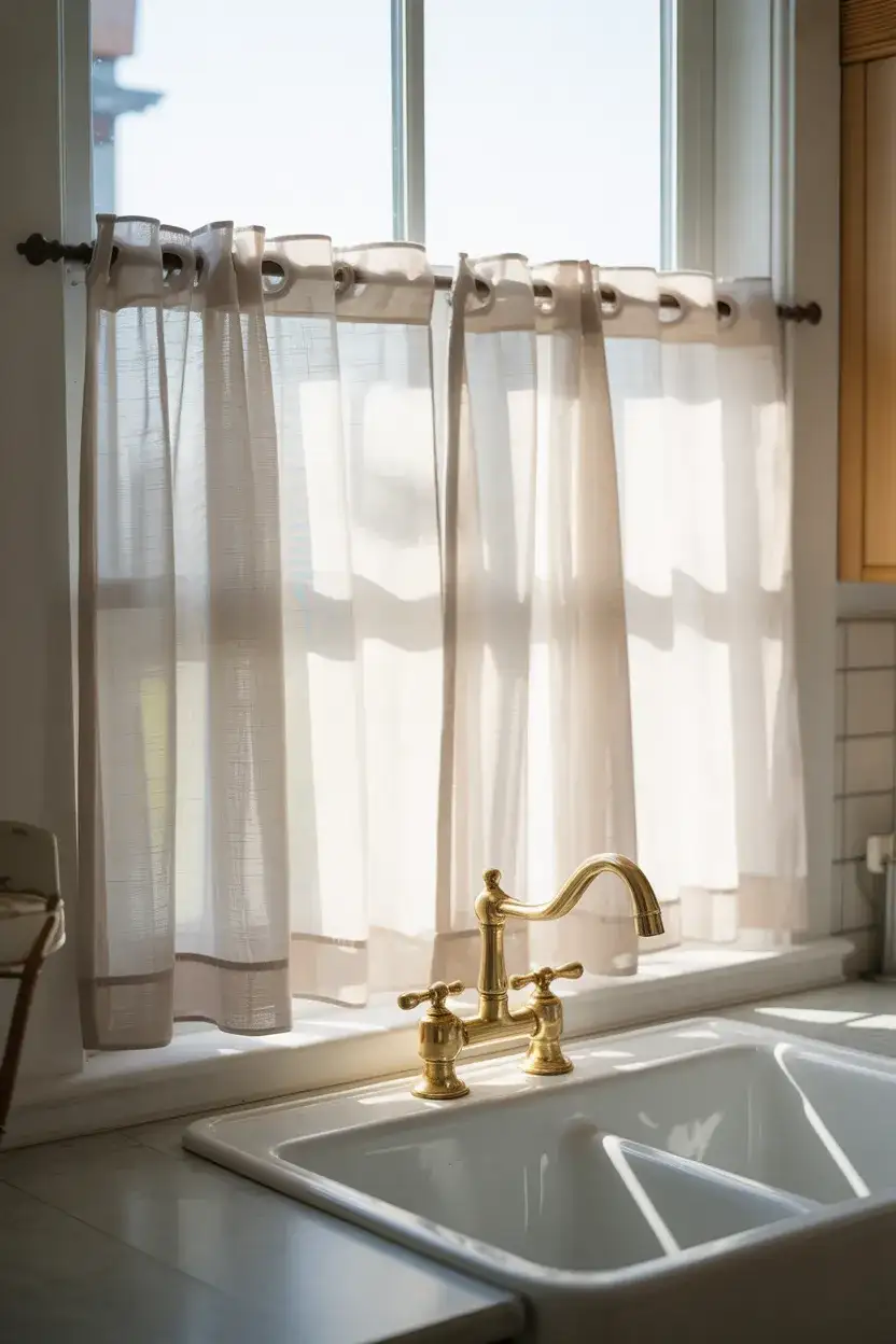 Sheer White Cafe Curtains 2