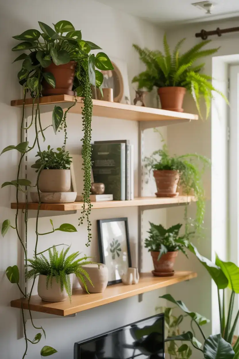 Shelf Decor Ideas That Use Plants Heavily 1